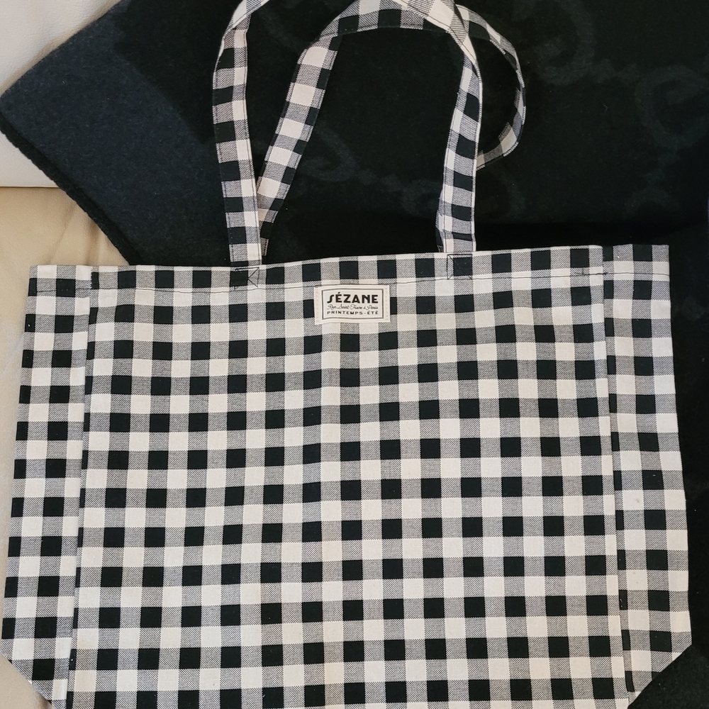 Sezane Black and White Check Vichy Lt Ed Tote Bag brand NEW Spring Summer 2025